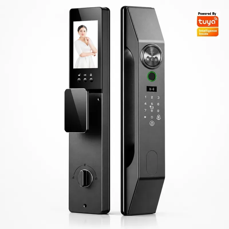 Wifi Doorbell Camera - Mehrsprachiges Gesichtserkennungs-Passwort-Fingerabdruck-Schloss, intelligentes Türschloss für den