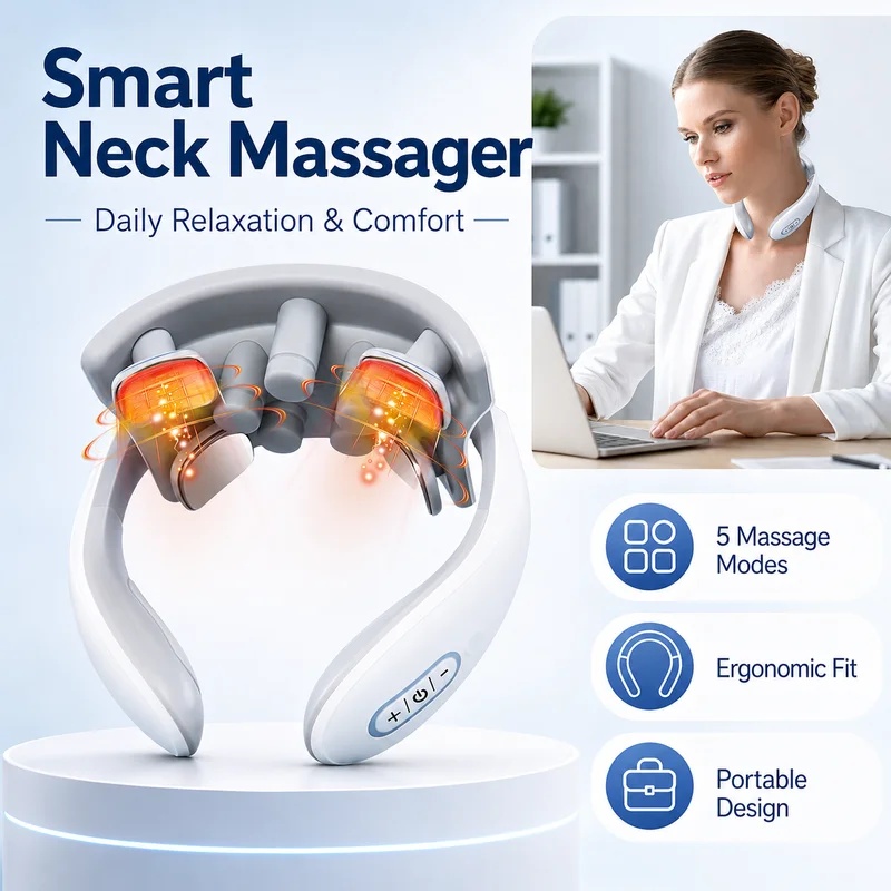 Smart Home Improvement - Intelligenter Nackenmassagegerät für Erwachsene, 5 Massagemodi,